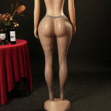 Women's Lace Mesh Stripe Jacquard Tight-Fitting Stockings