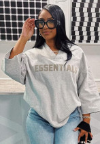 Women's V-Neck Hip-Hop High-Street Half-Sleeve T-Shirt