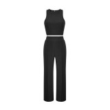 Women's Sleeveless Tank Top and Pants Casual Solid Two-Piece Set