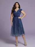 Women Navy Blue Maxi Evening Dress