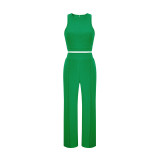 Women's Sleeveless Tank Top and Pants Casual Solid Two-Piece Set