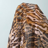 Women's Leopard Print Mesh Beach Cover-Up Bikini Two-Piece Swimsuit Three-Piece Set