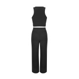 Women's Sleeveless Tank Top and Pants Casual Solid Two-Piece Set