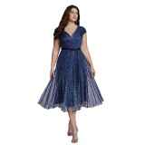 Women Navy Blue Maxi Evening Dress