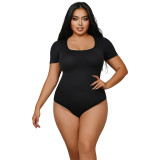Plus Size Women Seamless Shapewear Short Sleeve Beautiful Thong Bodysuit