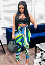 Women's Colorful Art Print Beach Holiday Casual Two Piece Pants Set