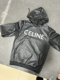 Women's Street Style PU Leather Loose Hooded Hoodie
