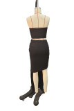 Women Autumn/Winter Sexy Strapless Patchwork Slit Dress