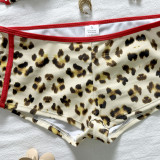 Women's Sexy Halter-Neck Tie Leopard Print Two-Piece Bikini Swimsuit