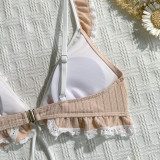 Women's Sexy Solid Color Tie Two-Piece Bikini Swimsuit