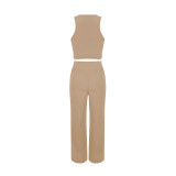 Women's Sleeveless Tank Top and Pants Casual Solid Two-Piece Set