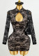 Women Autumn Sexy Lace Hollow-Out Bodycon Dress