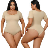 Plus Size Women Seamless Shapewear Short Sleeve Beautiful Thong Bodysuit