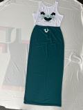 Women's Fashion Casual Letter Print Tight-Fitting Skirt Set