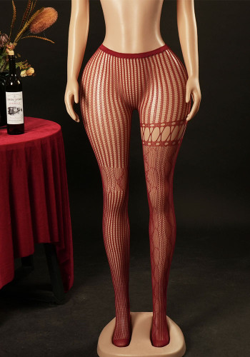 Women's Lace Mesh Stripe Jacquard Tight-Fitting Stockings