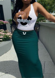 Women's Fashion Casual Letter Print Tight-Fitting Skirt Set