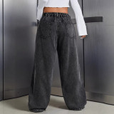 Plus Size Women Denim Wide-Leg Pants