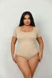 Plus Size Women Seamless Shapewear Short Sleeve Beautiful Thong Bodysuit
