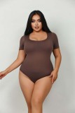 Plus Size Women Seamless Shapewear Short Sleeve Beautiful Thong Bodysuit