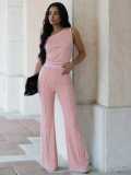 Women's Fashion Slim Fit Casual Sport Round Neck Cropped Long Sleeve Top & High-Waist Drawstring Pants Set