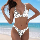Women's Printed Strap High-Waist Sexy Two-Piece Bikini Swimsuit Set