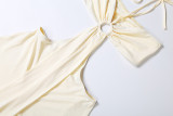 Summer Women's Fashion Sexy Cut-Out Halter Neck Lace-Up Loose Jumpsuit