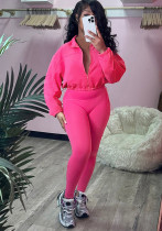Fall/Winter Women's Casual Sport Zip-Up Tight-Fitting Street Two-Piece Pants Set