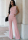 Women's Fashion Slim Fit Casual Sport Round Neck Cropped Long Sleeve Top & High-Waist Drawstring Pants Set