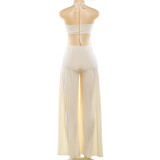 Summer Women's Fashion Sexy Cut-Out Halter Neck Lace-Up Loose Jumpsuit