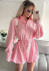 Fall/Winter Women's Fashion Turndown Collar Button Long Sleeve Tie Slim Waist Ruffle Dress