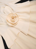 Plus Size Women's Long Sleeve Floral V-Neck Slim Waist Ruffle Chic Formal Party Dress