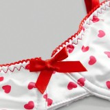 Women Sexy Triangle Lace-Up Bikini Heart Print Swimwear Two-Piece Set
