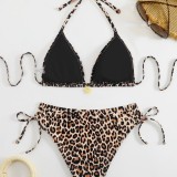 Women Leopard Print Bikini Swimwear Two Pieces