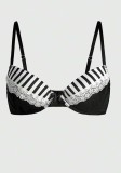 Women Lace Bra Underwire Musical Note Striped Bra