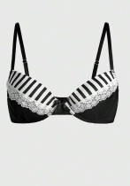 Women Lace Bra Underwire Musical Note Striped Bra Women Lace Bra Underwire Musical Note Striped Bra