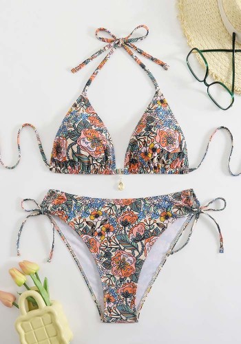 Women Halter Neck Bikini Swimwear Two Pieces