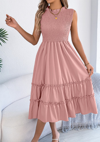 Women sleeveless ruffle edge maxi dress