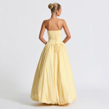 Women Solid Lace-Up Pleated Strap Dress