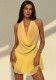 Women Halter Neck Backless V-Neck Pleated Mini Dress