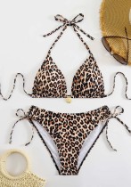 Women Leopard Print Bikini Swimwear Two Pieces