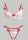 Women Sexy Triangle Lace-Up Bikini Heart Print Swimwear Two-Piece Set