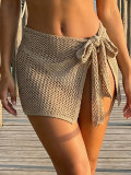 Women Hollow-Out Solid One-Piece Lace-Up Skirt