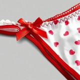 Women Sexy Triangle Lace-Up Bikini Heart Print Swimwear Two-Piece Set