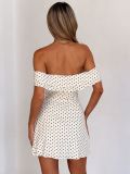 Women Polka Dot Print Strapless Mini Dress