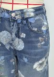 Women Floral Print Denim Wide-Leg Shorts