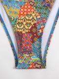 Women Printed Backless Halter Neck Tie-Up Swimwear Two Pieces