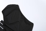 Women slash-shoulder sleeveless solid cutout sexy bodycon dress