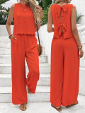 Women Sexy Top and Wide-Leg Pants Two-Piece Set