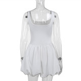 Women sexy bud-shaped solid straw dress