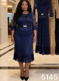 Plus Size Women Pleated Lace Floral Maxi Dress